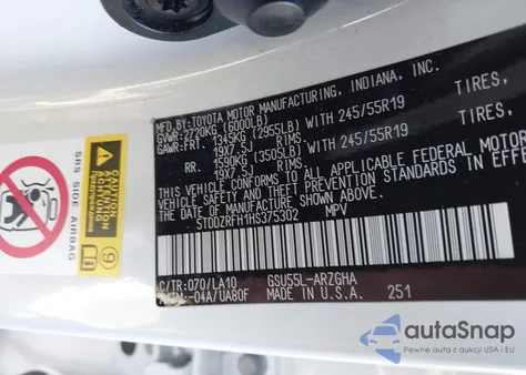 2017 Toyota Highlander Limited/Ltd Platinum из США, поврежденный, VIN 5TDDZRFH1HS375302